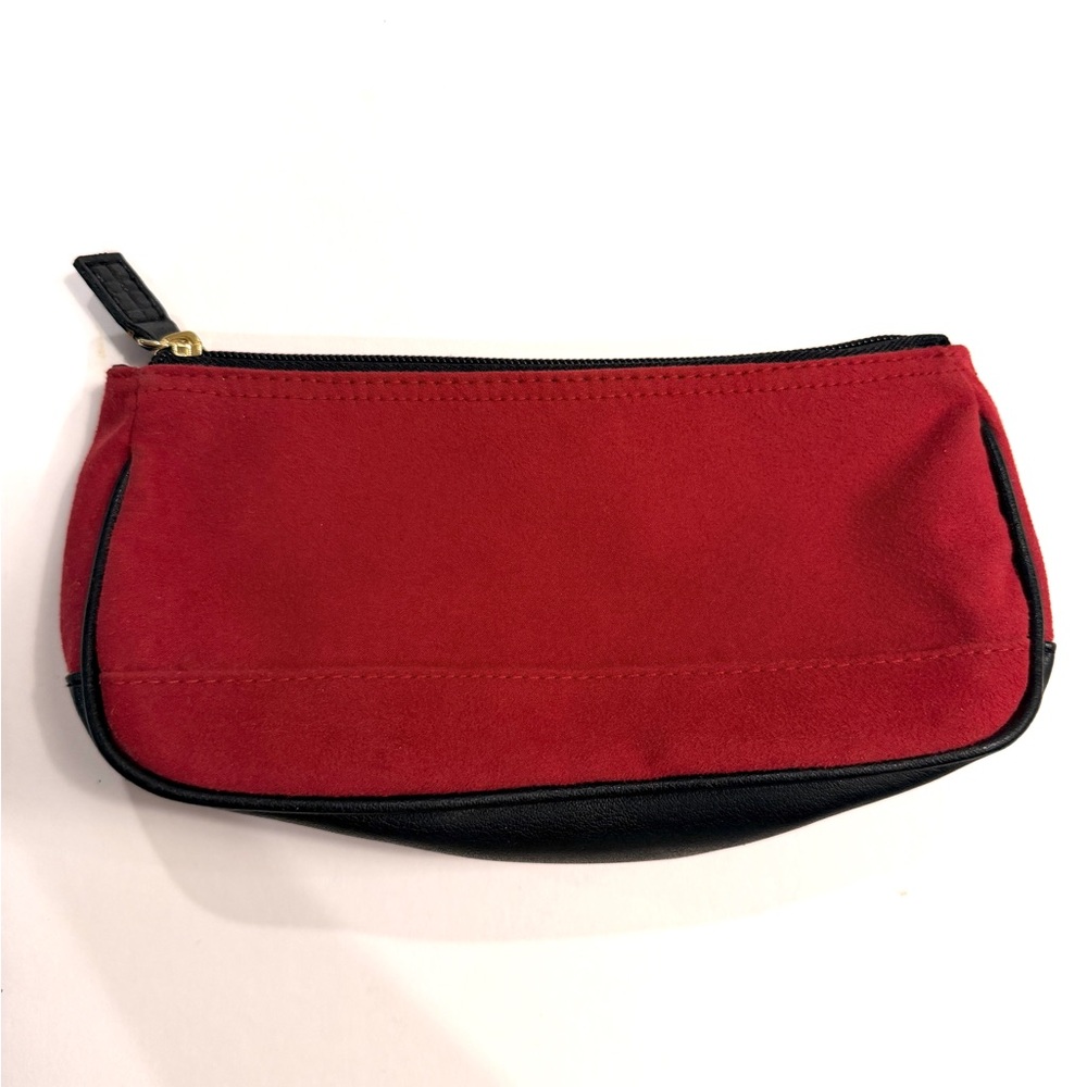 Elizabeth Arden Red and Black Faux Suede Zip Pouch